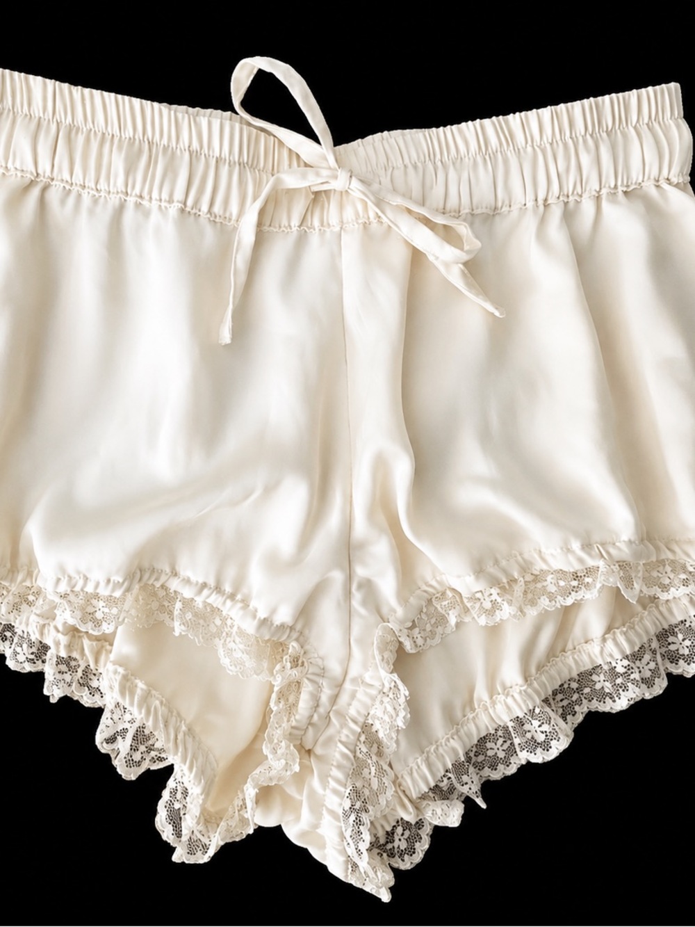 Anthropology Lyrebird Silky Lace-Trim Shorts in Cream - NWOT